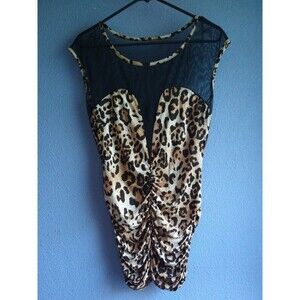 Cameo Mini Leopard Sheer Top - Lightweight Mesh Blouse - Size M/L